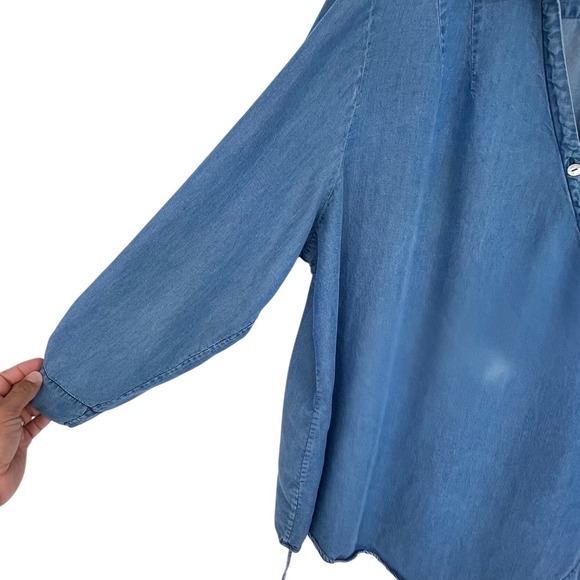 Soft Surroundings Tunic Top Women 3X Blue Asymmetrical Coastal Grandma Lagenlook - Picture 3 of 9